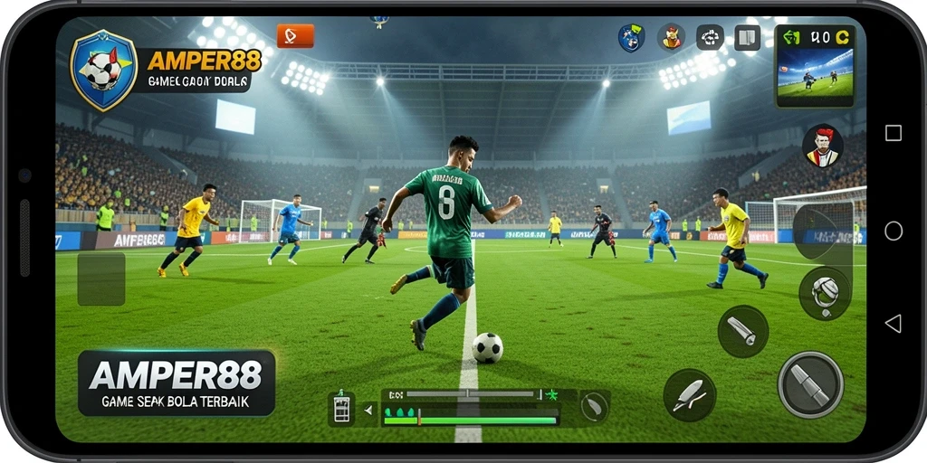 Screenshot AMPER88 menampilkan aksi pertandingan sepak bola yang seru