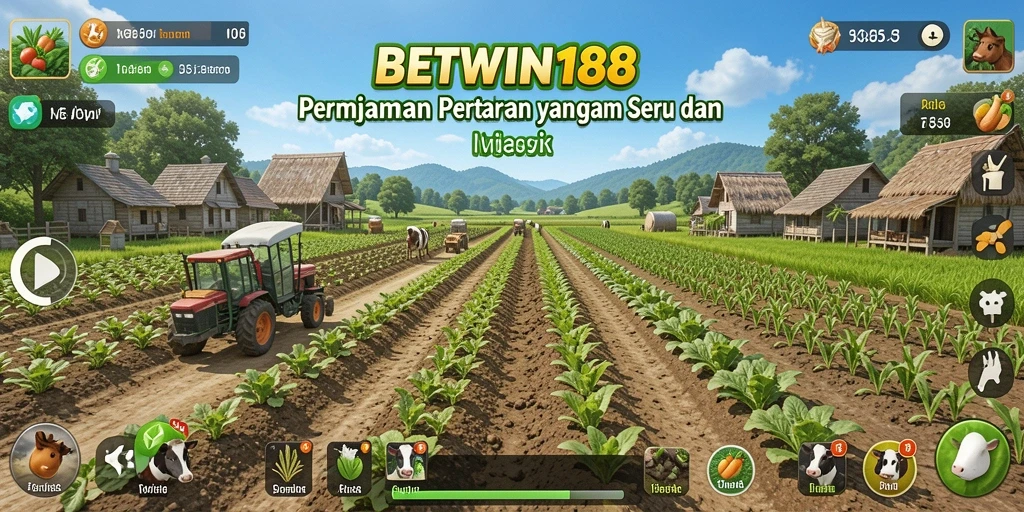 Screenshot utama BETWIN188 menampilkan gameplay pertanian yang menarik.