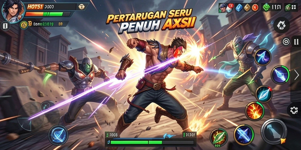 Screenshot gameplay HOT51 menampilkan pertarungan yang seru dan mengesankan.