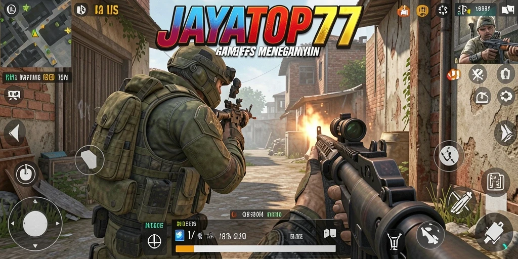 Screenshot gameplay JAYATOP77 menampilkan aksi menegangkan di medan perang.