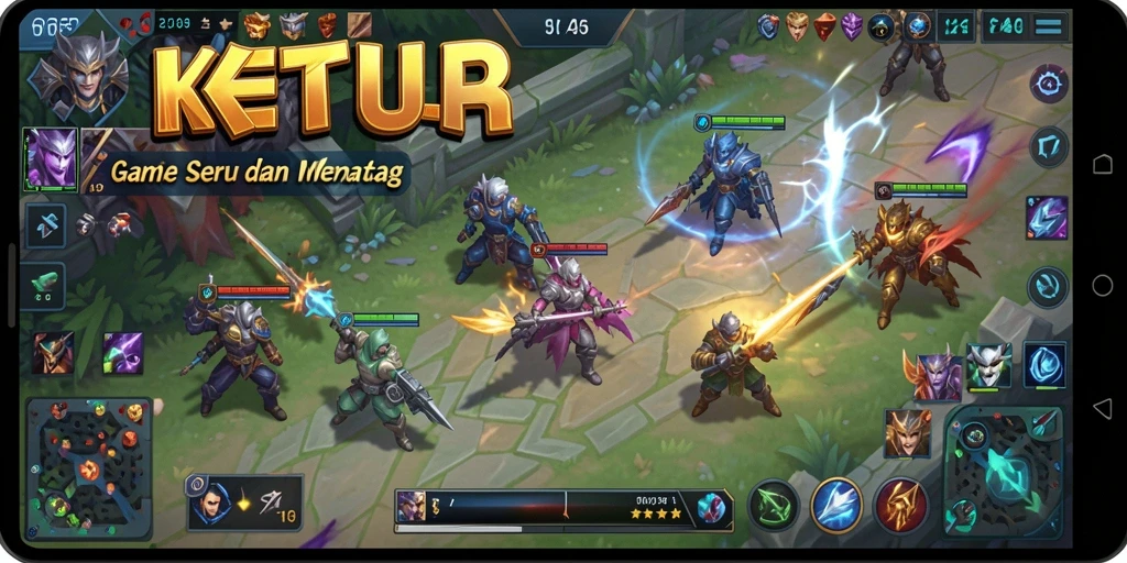 Screenshot gameplay KETUA dalam aksi pertarungan MOBA.