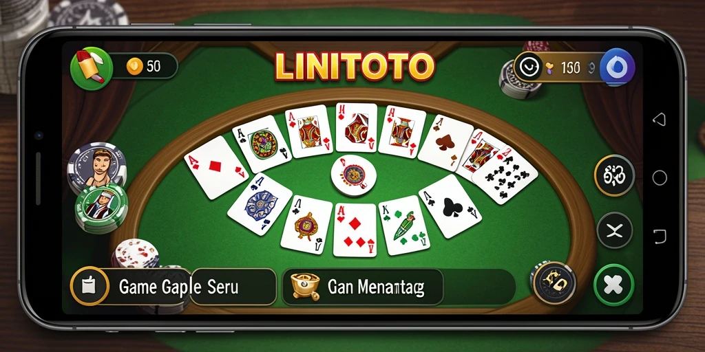 Tampilan gameplay seru LINITOTO dengan pemain beradu strategi di Gaple.