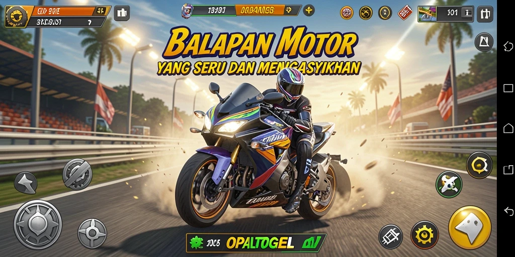 Screenshot yang menunjukkan aksi balapan menegangkan di OPALTOGEL.