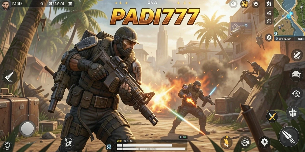 Tangkapan layar PADI777 menampilkan aksi seru dalam pertempuran Battle Royale.