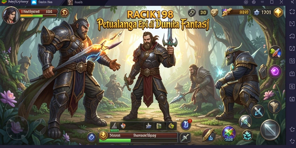 Tampilan gameplay yang seru dengan pertempuran epik dalam RACIK198.