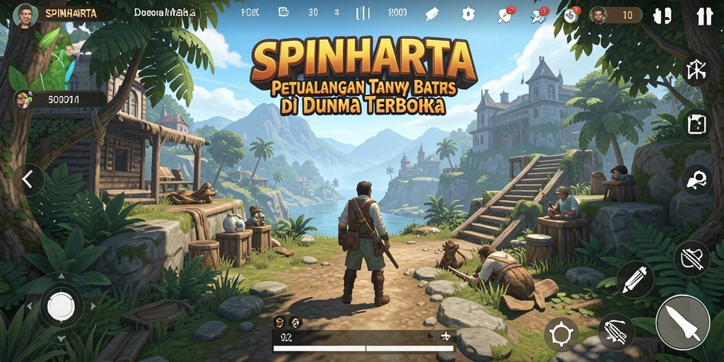 Screenshot gameplay SPINHARTA menampilkan petualangan di dunia terbuka yang menakjubkan.