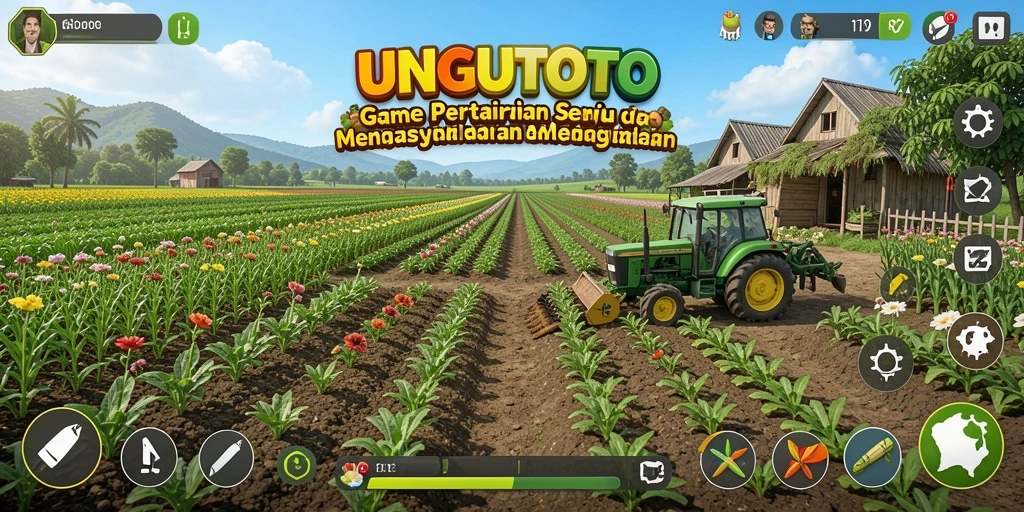Tampilan gameplay UNGUTOTO yang menampilkan aktivitas bertani yang seru dan menarik.