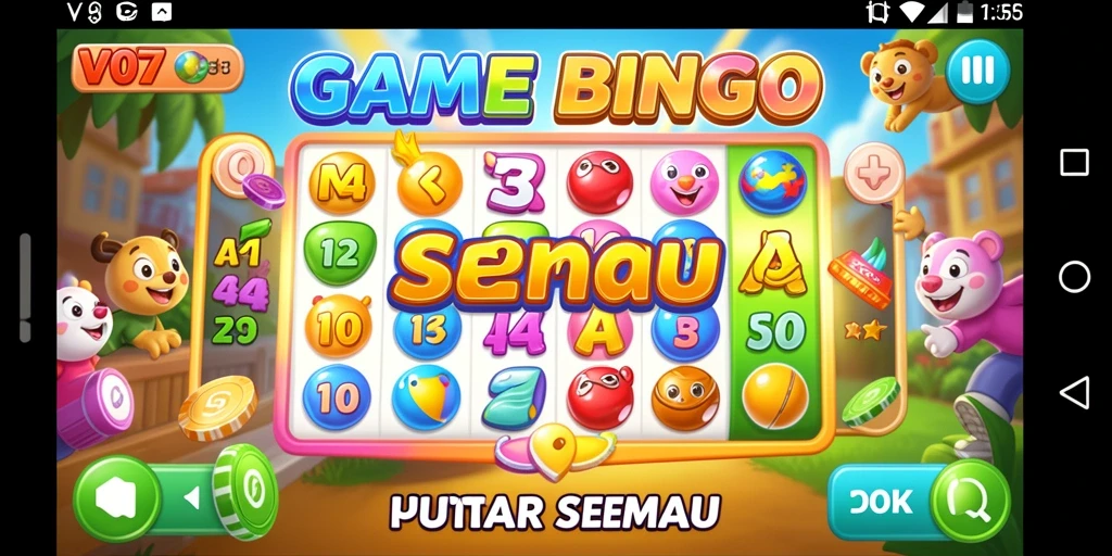 Screenshot V07 menunjukkan gameplay Bingo yang seru dan interaktif.