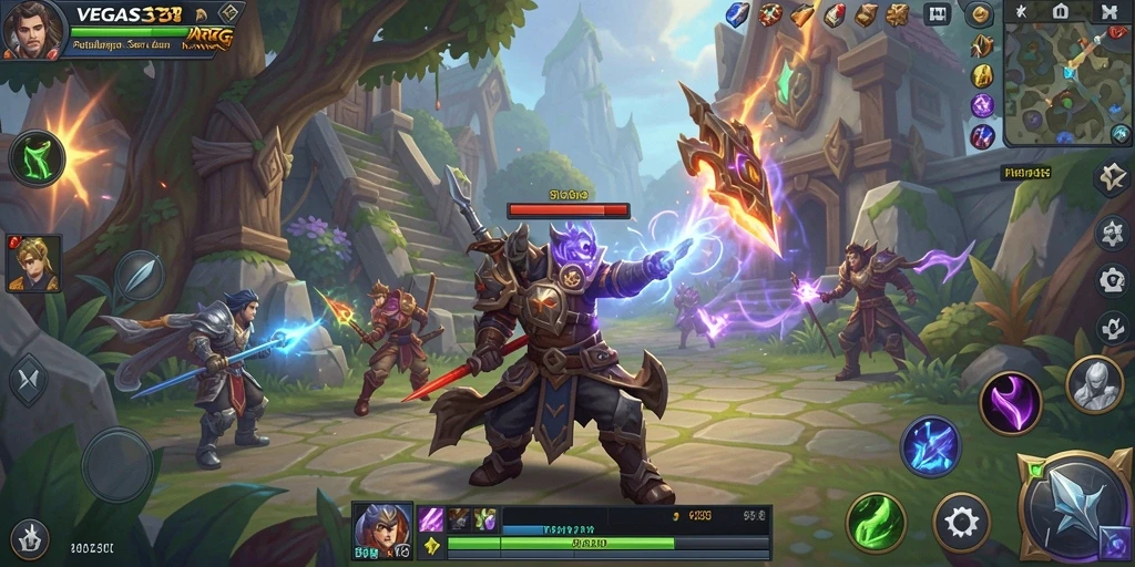 Screenshot utama VEGAS338 menampilkan aksi pertarungan seru dalam dunia ARPG.